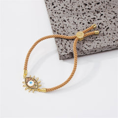 Cubic Zirconia & 18K Gold-Plated Evil Eye Charm Bracelet