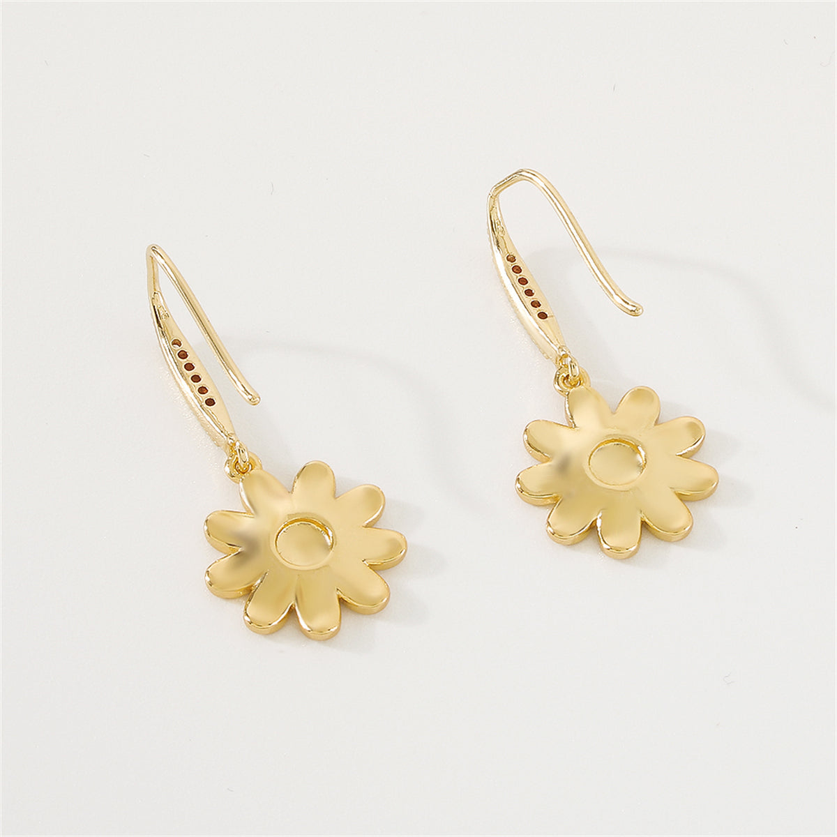 Cubic Zirconia & White Enamel 18K Gold-Plated Flower Drop Earrings