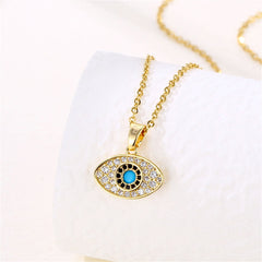 Cubic Zirconia & 18K Gold-Plated Eye Pendant Necklace