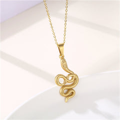 18K Gold-Plated Snake Pendant Necklace