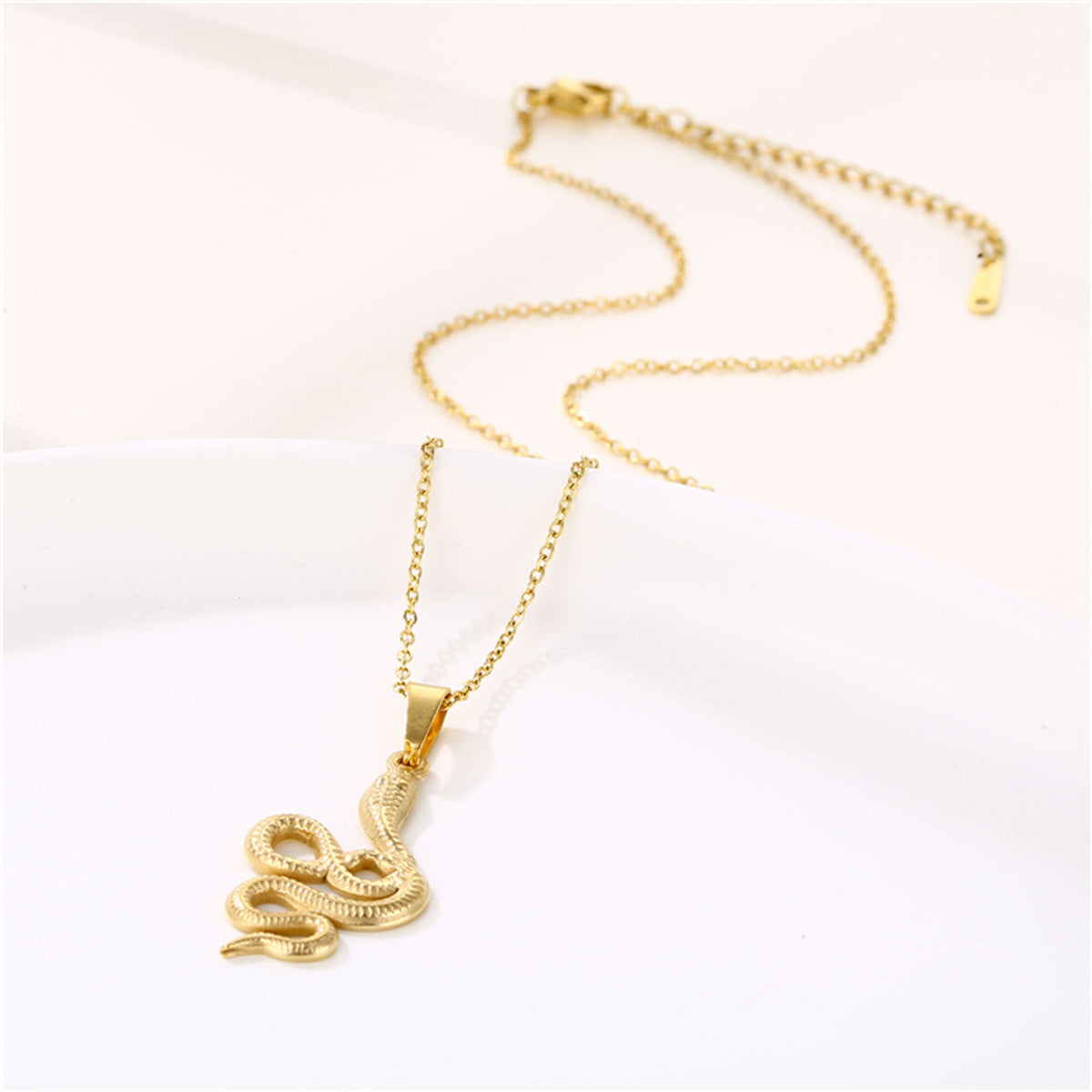 18K Gold-Plated Snake Pendant Necklace