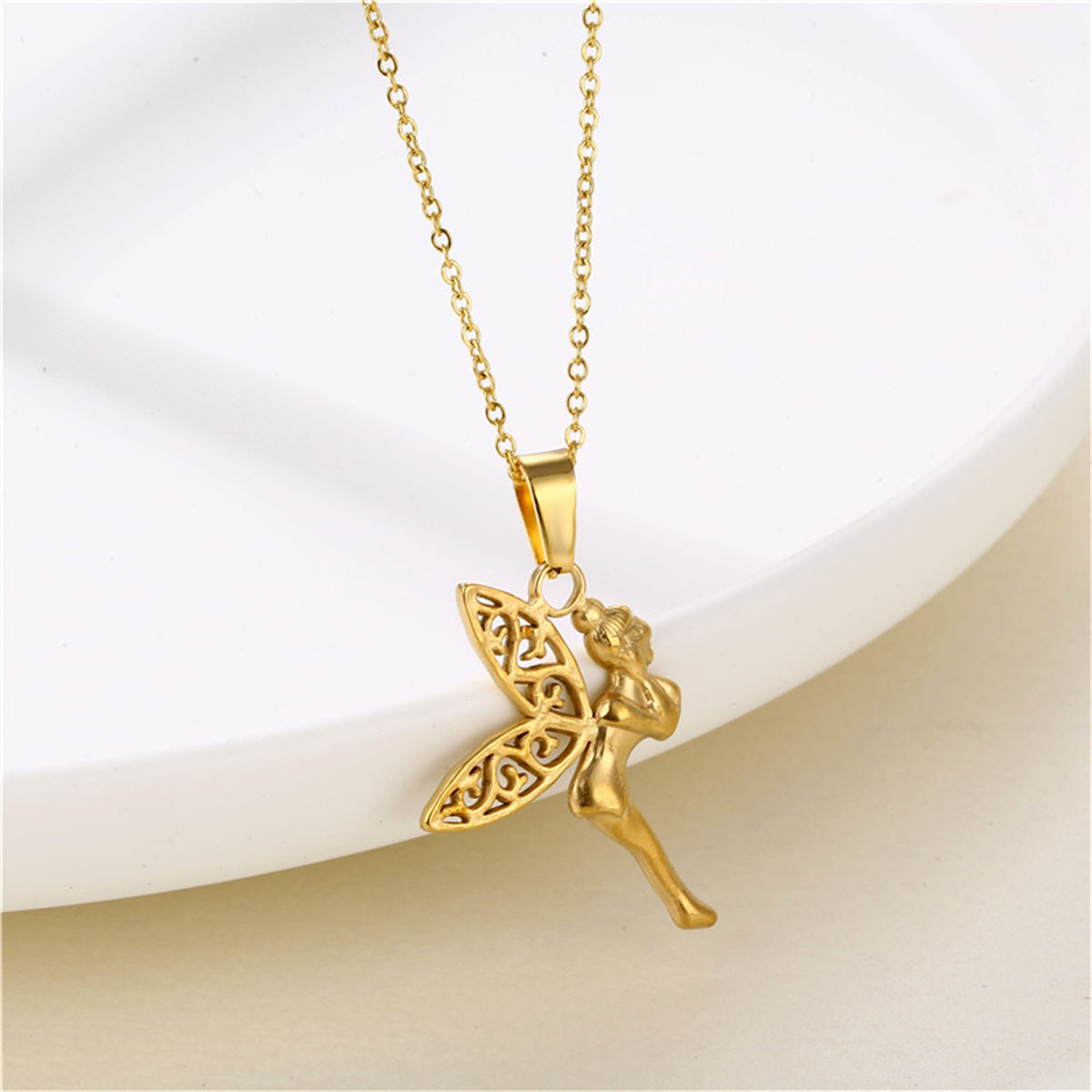 18K Gold-Plated Fairy Pendant Necklace