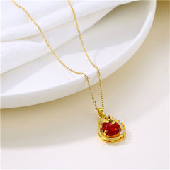 Red Quartz & 18K Gold-Plated Botanical Drop Pendant Necklace