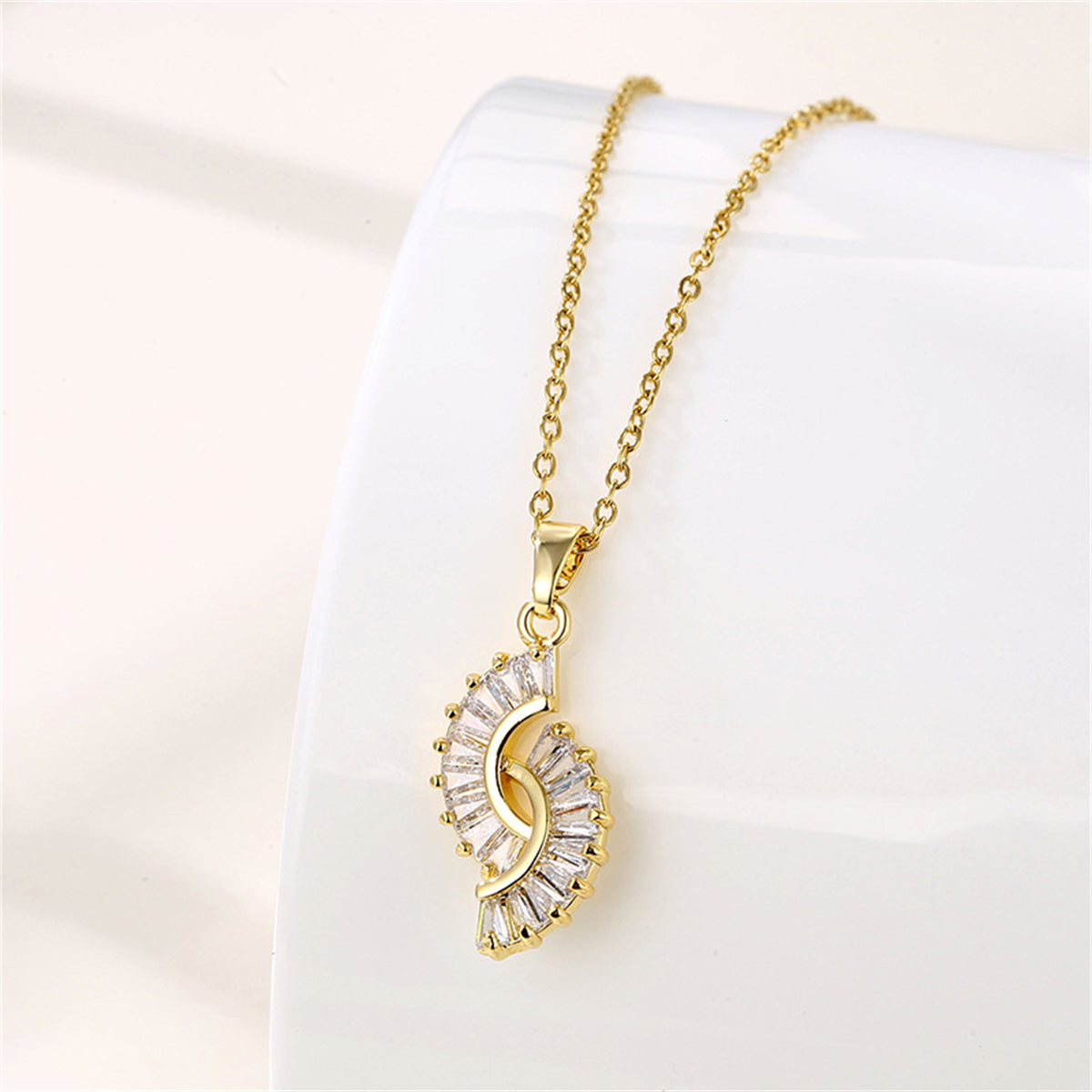 Crystal & 18K Gold-Plated Botanical Pendant Necklace