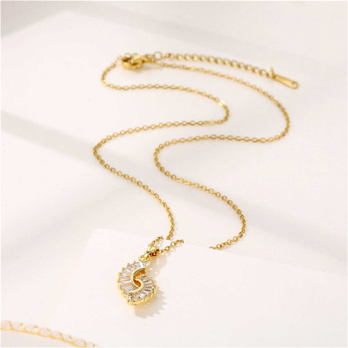 Crystal & 18K Gold-Plated Botanical Pendant Necklace