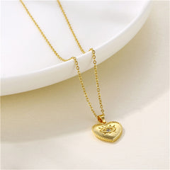 Cubic Zirconia & 18K Gold-Plated Eye Heart Pendant Necklace