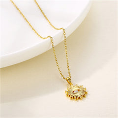 Cubic Zirconia & 18K Gold-Plated Eye Pendant Necklace