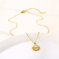 Cubic Zirconia & 18K Gold-Plated Eye Pendant Necklace