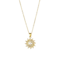 Cubic Zirconia & 18K Gold-Plated Eye Pendant Necklace