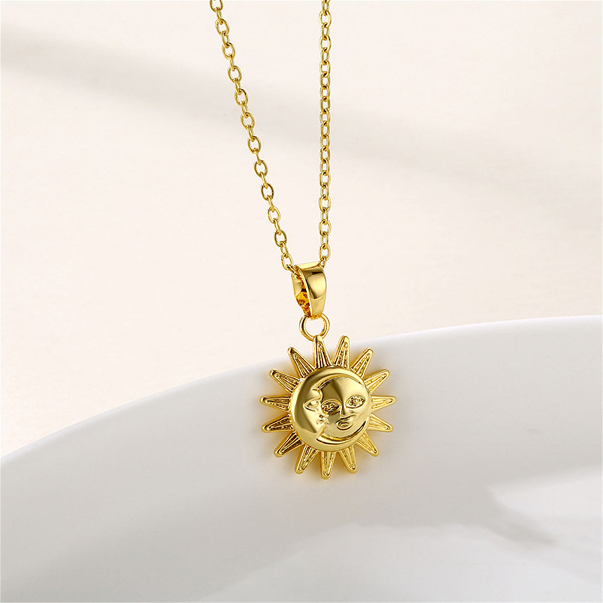 18K Gold-Plated Sun Pendant Necklace