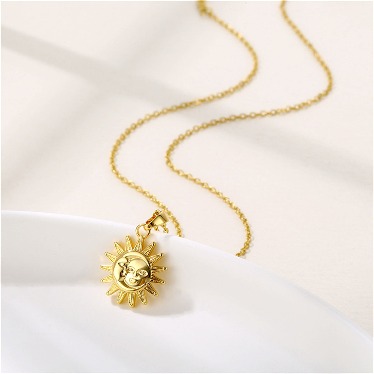 18K Gold-Plated Sun Pendant Necklace