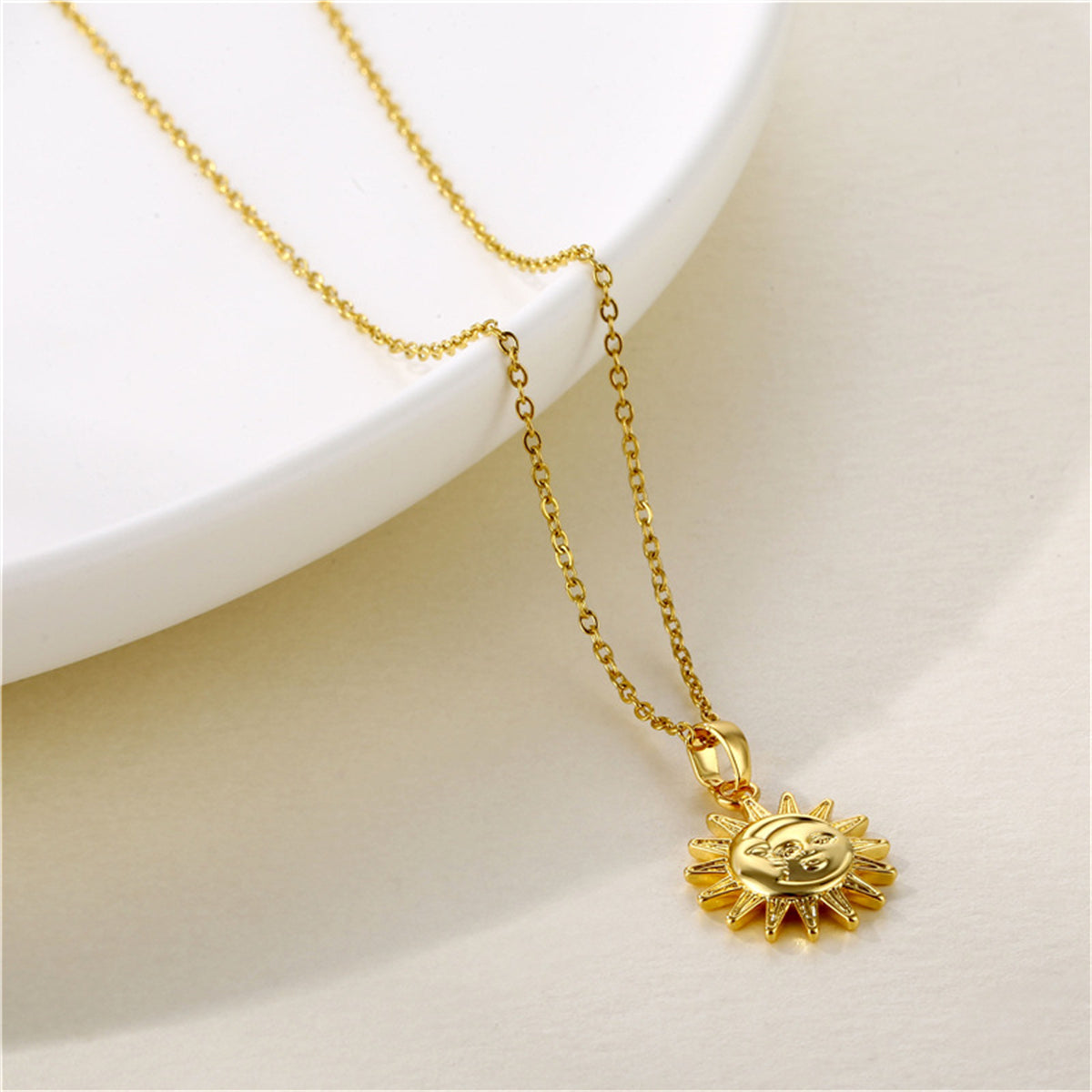 18K Gold-Plated Sun Pendant Necklace