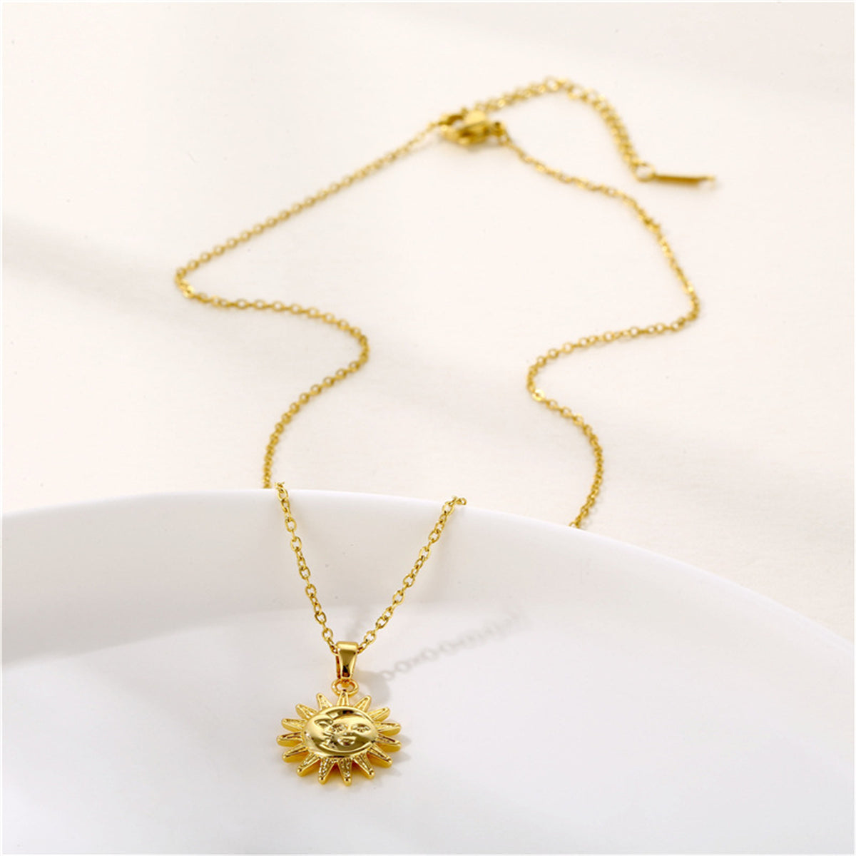 18K Gold-Plated Sun Pendant Necklace