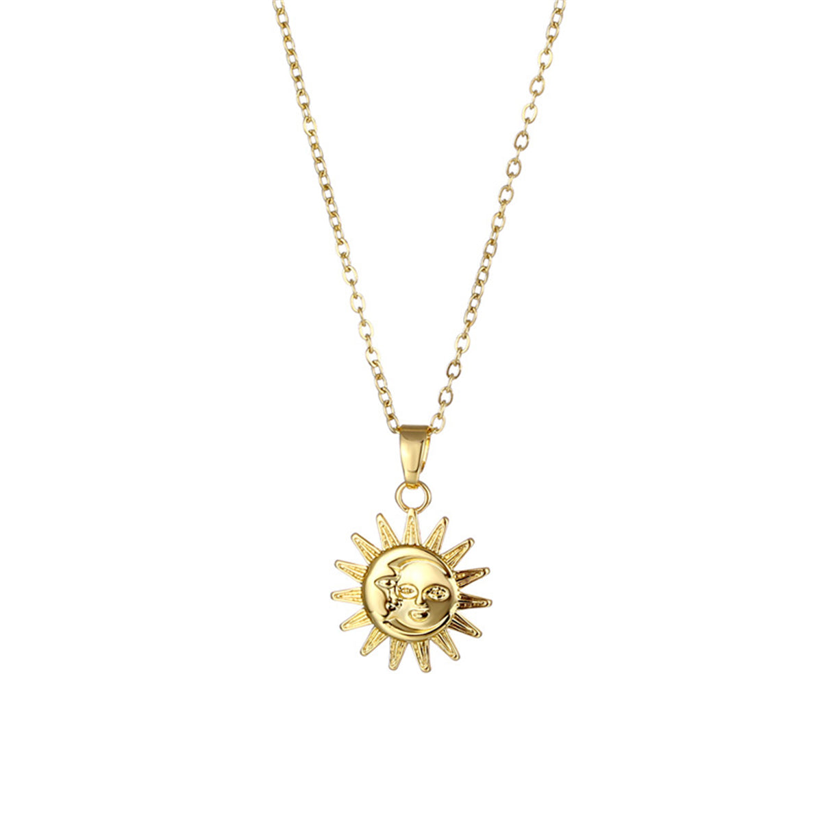 18K Gold-Plated Sun Pendant Necklace