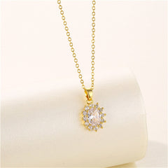 Oval-Cut Crystal & Cubic Zirconia 18K Gold-Plated Botanical Pendant Necklace