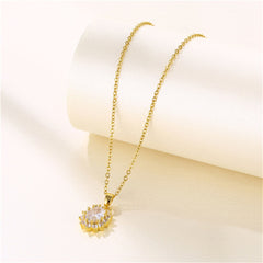 Oval-Cut Crystal & Cubic Zirconia 18K Gold-Plated Botanical Pendant Necklace