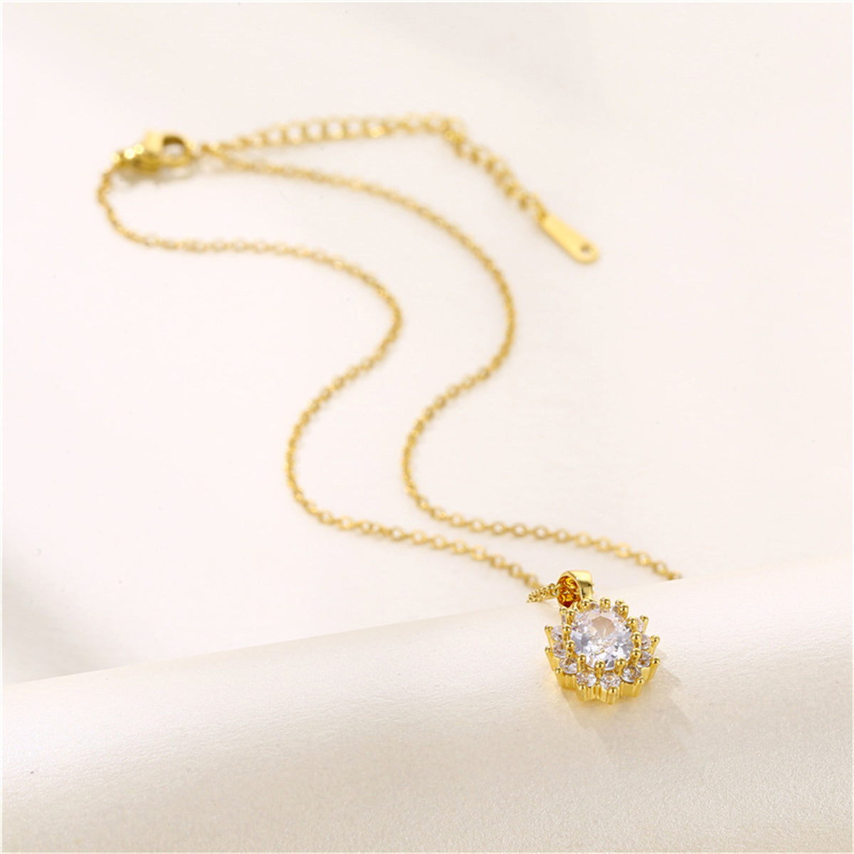 Oval-Cut Crystal & Cubic Zirconia 18K Gold-Plated Botanical Pendant Necklace