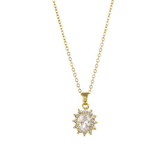 Oval-Cut Crystal & Cubic Zirconia 18K Gold-Plated Botanical Pendant Necklace