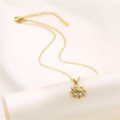 Cubic Zirconia & 18K Gold-Plated Sun Pendant Necklace