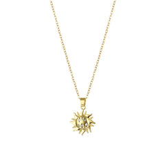 Cubic Zirconia & 18K Gold-Plated Sun Pendant Necklace