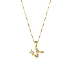 Cubic Zirconia & 18K Gold-Plated Shooting Star Pendant Necklace