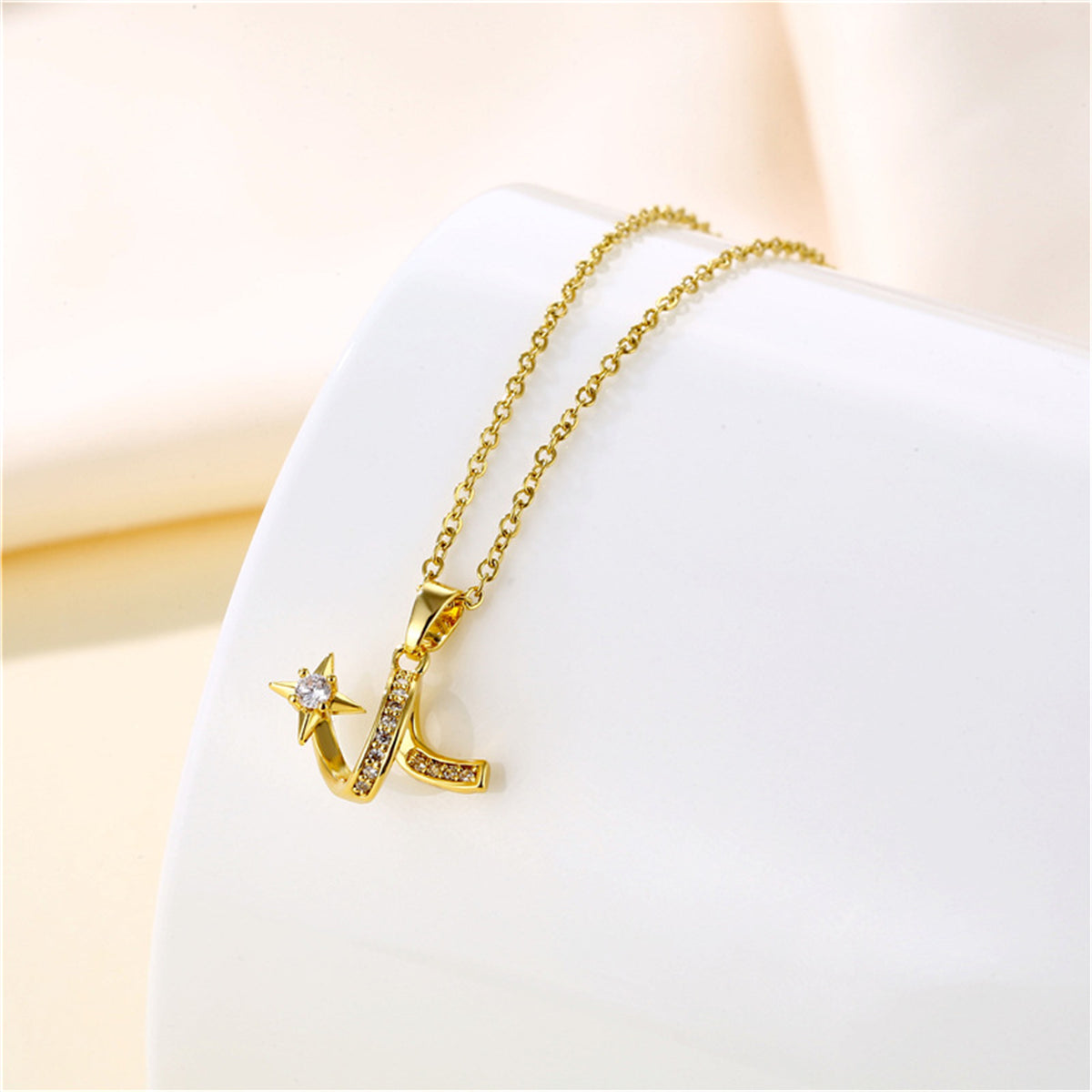 Cubic Zirconia & 18K Gold-Plated Shooting Star Pendant Necklace