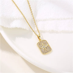 Cubic Zirconia & 18K Gold-Plated Star Rectangle Pendant Necklace