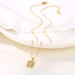 Cubic Zirconia & 18K Gold-Plated Star Rectangle Pendant Necklace