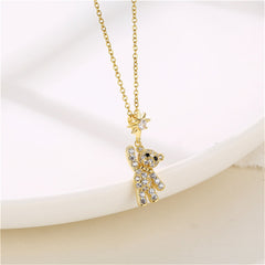 Cubic Zirconia & 18K Gold-Plated Star Bear Pendant Necklace