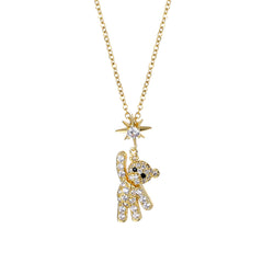 Cubic Zirconia & 18K Gold-Plated Star Bear Pendant Necklace