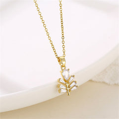 Crystal & 18K Gold-Plated Branch Pendant Necklace