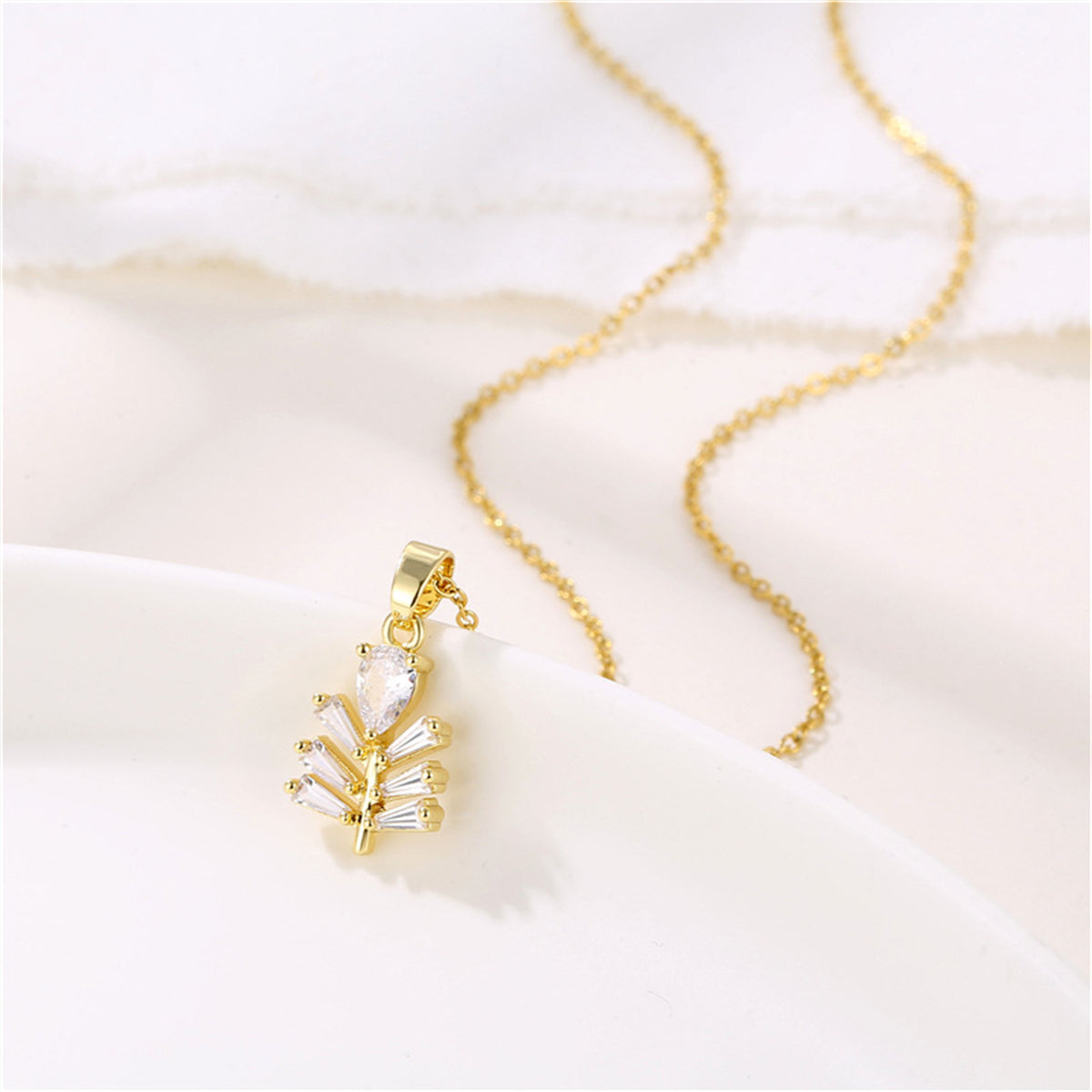 Crystal & 18K Gold-Plated Branch Pendant Necklace