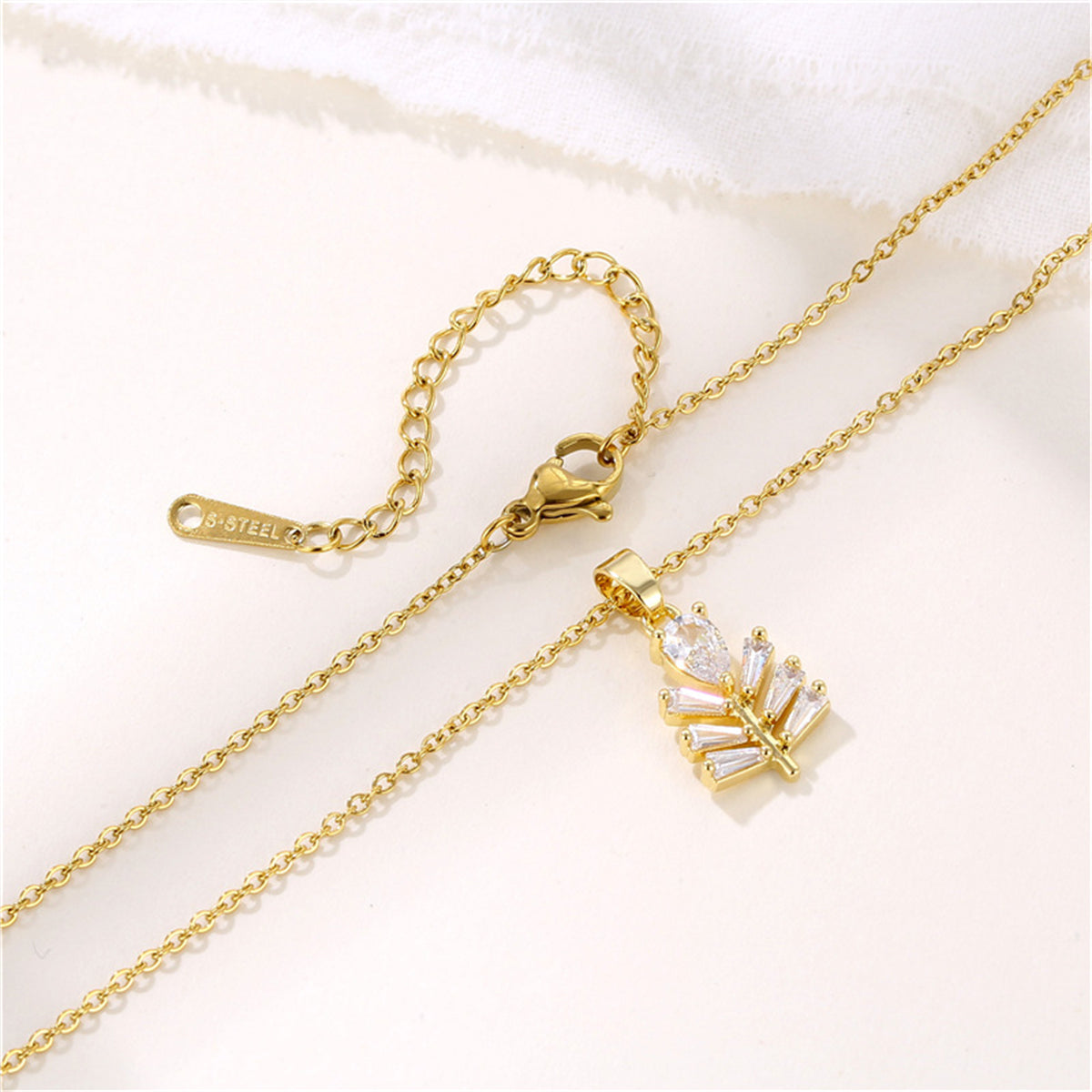 Crystal & 18K Gold-Plated Branch Pendant Necklace