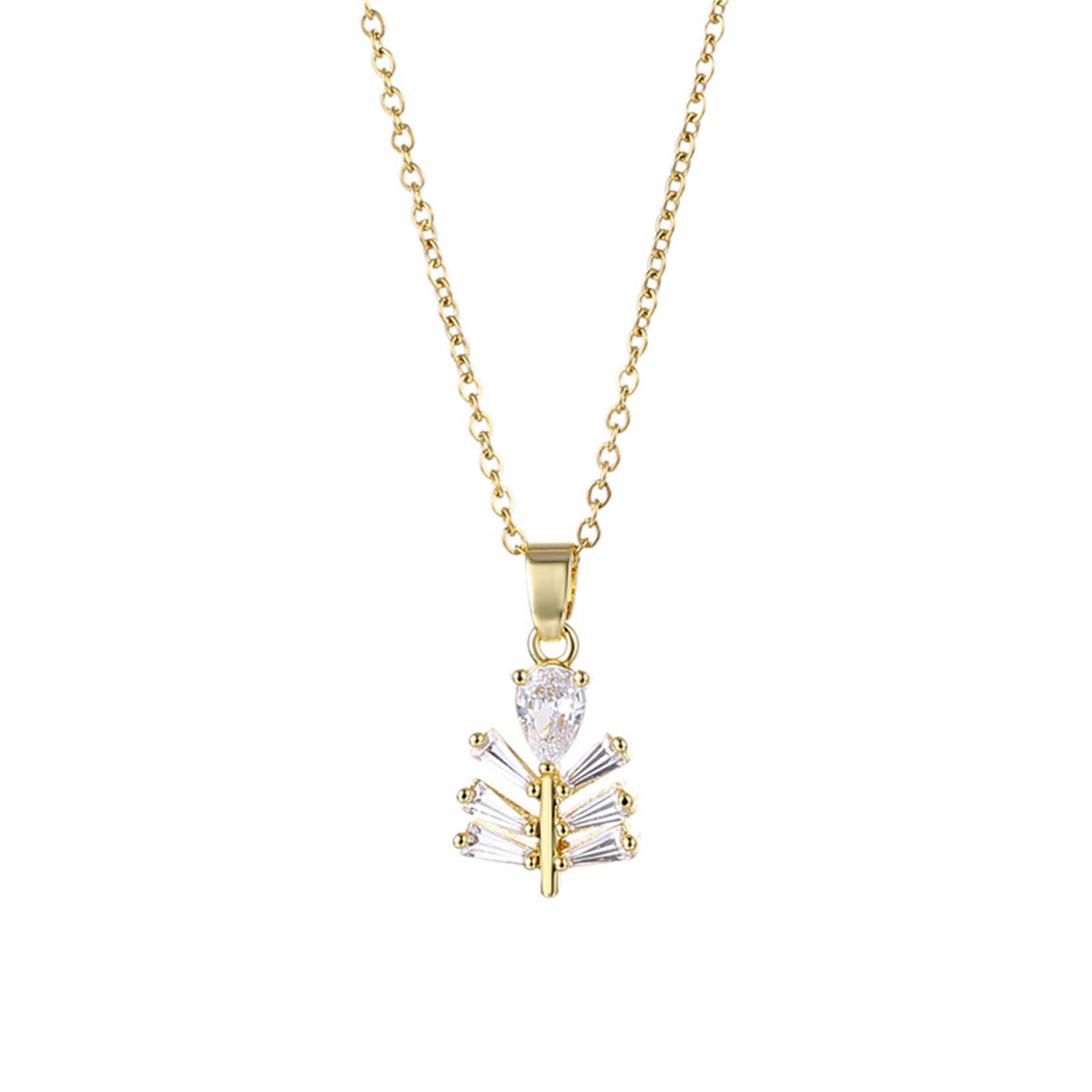 Crystal & 18K Gold-Plated Branch Pendant Necklace