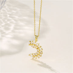 Crystal & 18K Gold-Plated Olive Branch Pendant Necklace