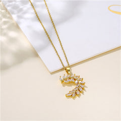 Crystal & 18K Gold-Plated Olive Branch Pendant Necklace