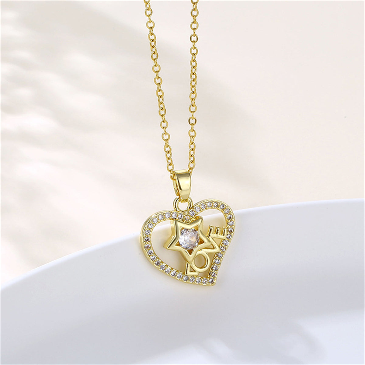 Crystal & Cubic Zirconia 18K Gold-Plated 'Love' Heart Pendant Necklace