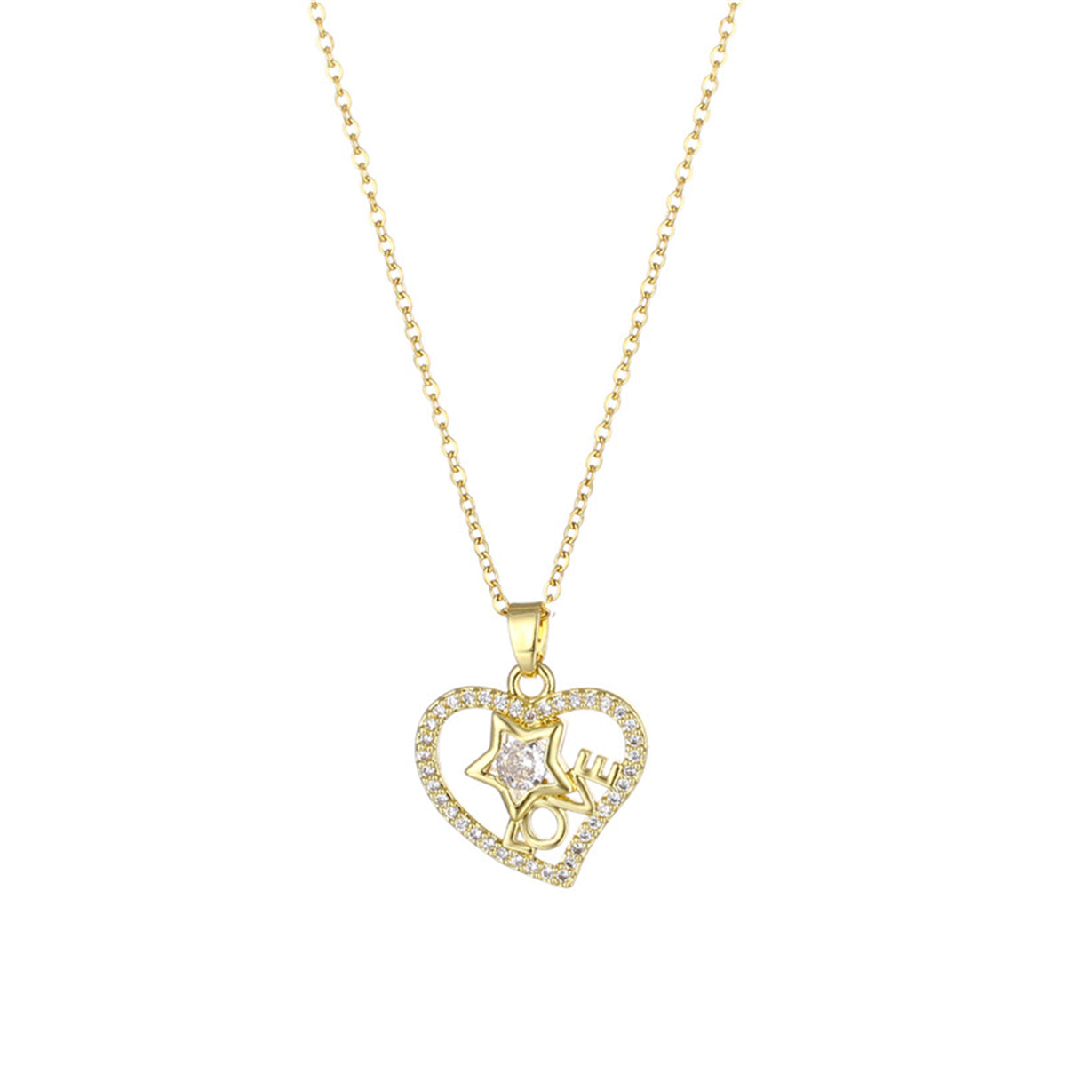 Crystal & Cubic Zirconia 18K Gold-Plated 'Love' Heart Pendant Necklace