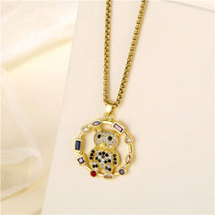 Crystal & 18K Gold-Plated Multicolor Panda Circle Pendant Necklace