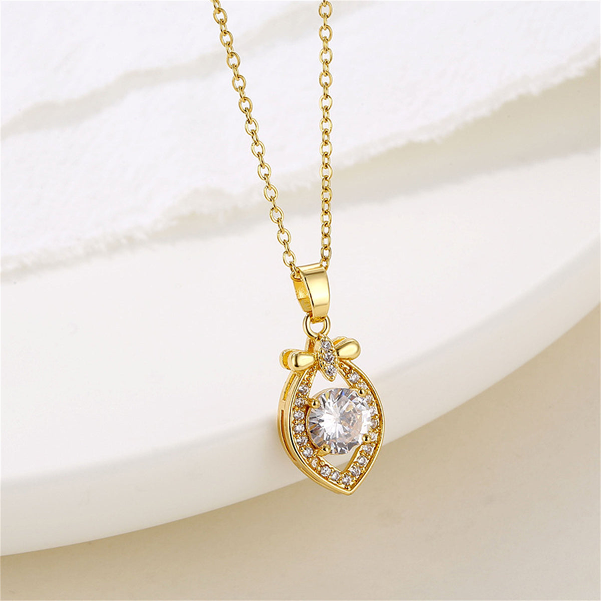 Crystal & Cubic Zirconia Eye Pendant Necklace