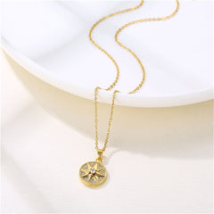 Cubic Zirconia & 18K Gold-Plated Star Round Pendant Necklace