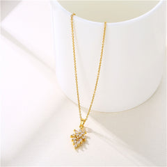 Crystal & 18K Gold-Plated Botanical Pendant Necklace