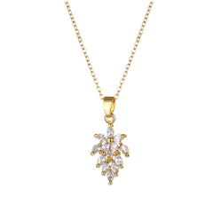 Crystal & 18K Gold-Plated Botanical Pendant Necklace