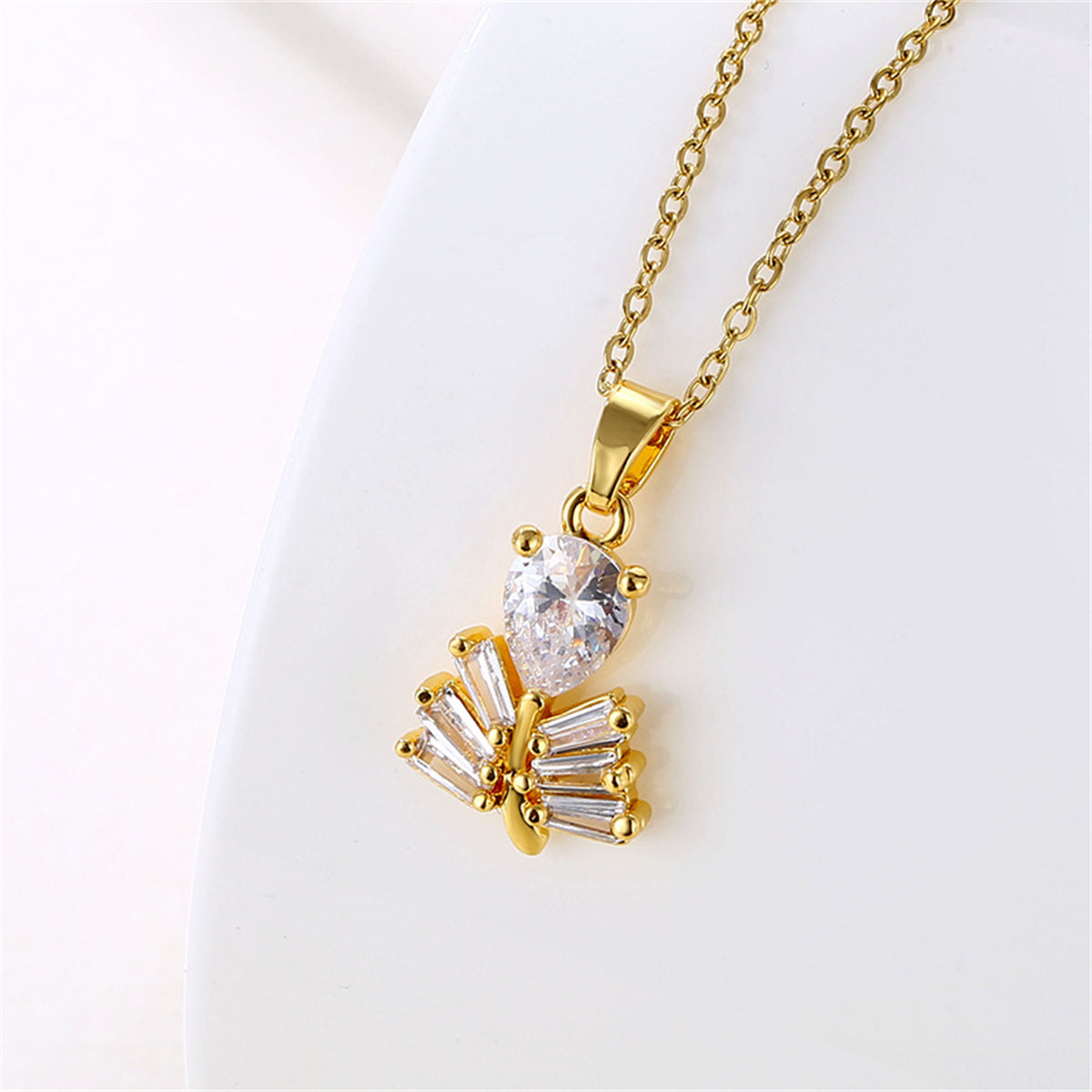 Crystal & 18K Gold-Plated Branch Pendant Necklace