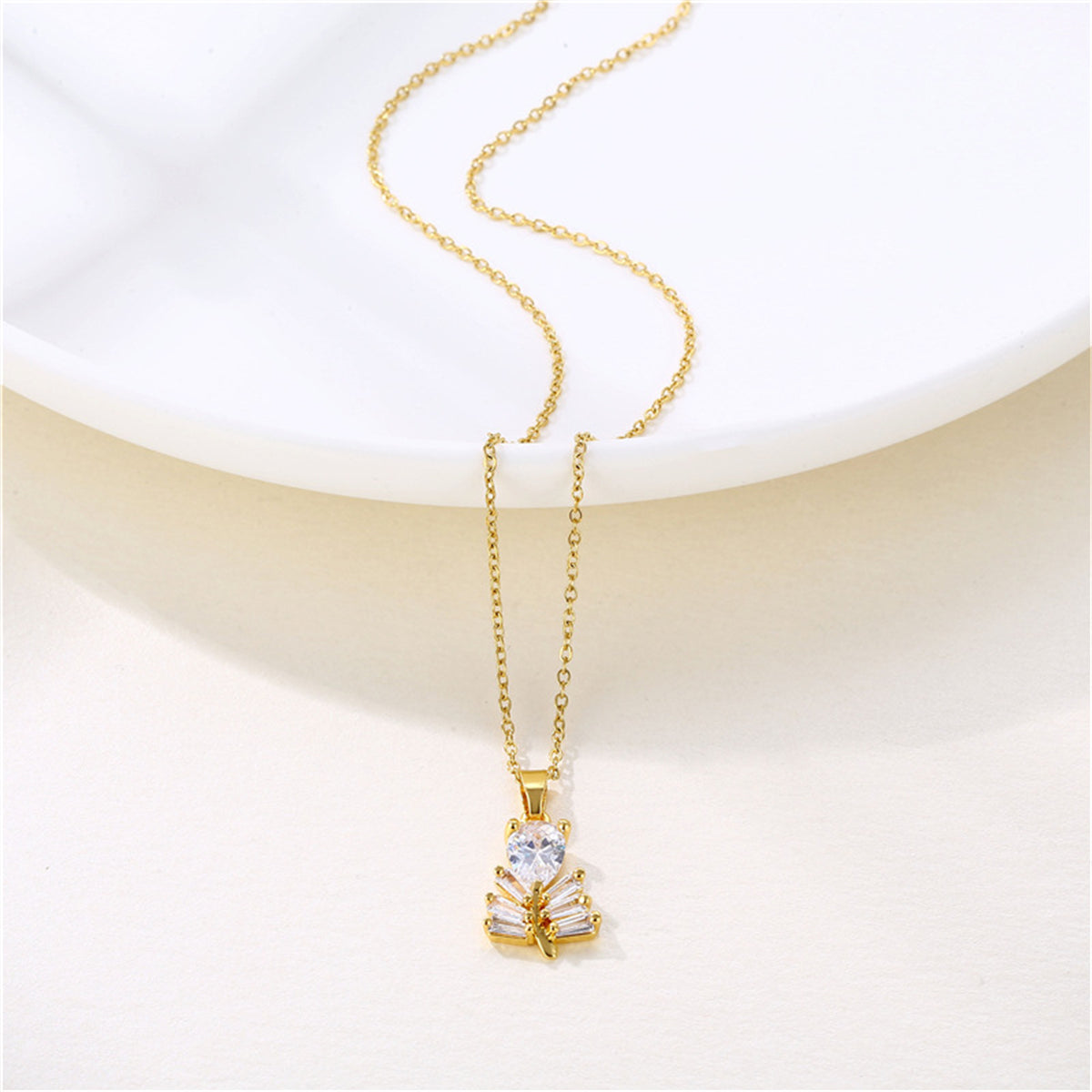 Crystal & 18K Gold-Plated Branch Pendant Necklace