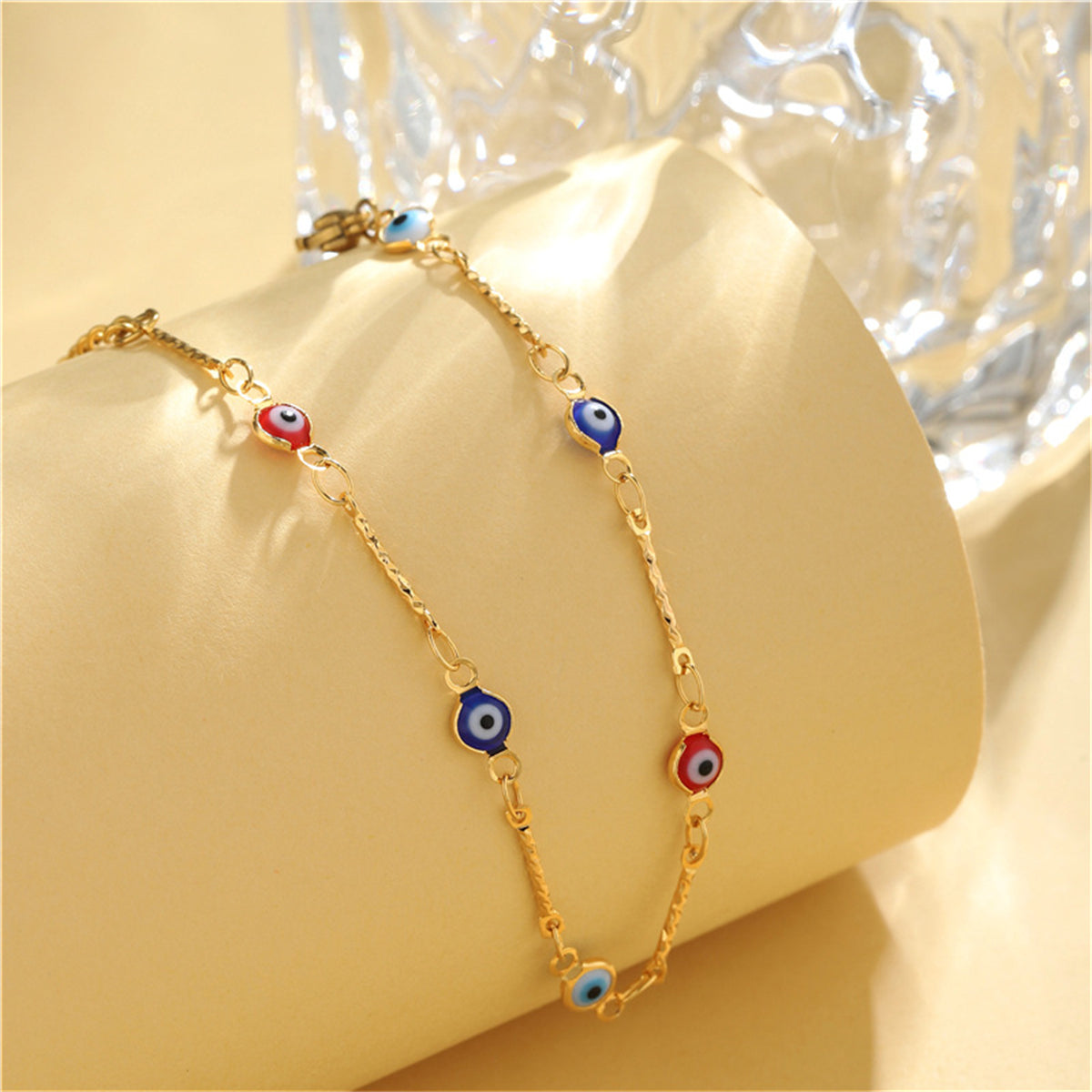 Navy Multicolor Acrylic & 18K Gold-Plated Eye Station Bracelet