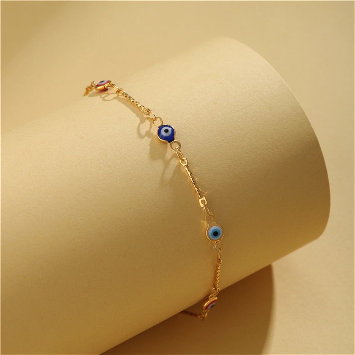 Navy Multicolor Acrylic & 18K Gold-Plated Eye Station Bracelet