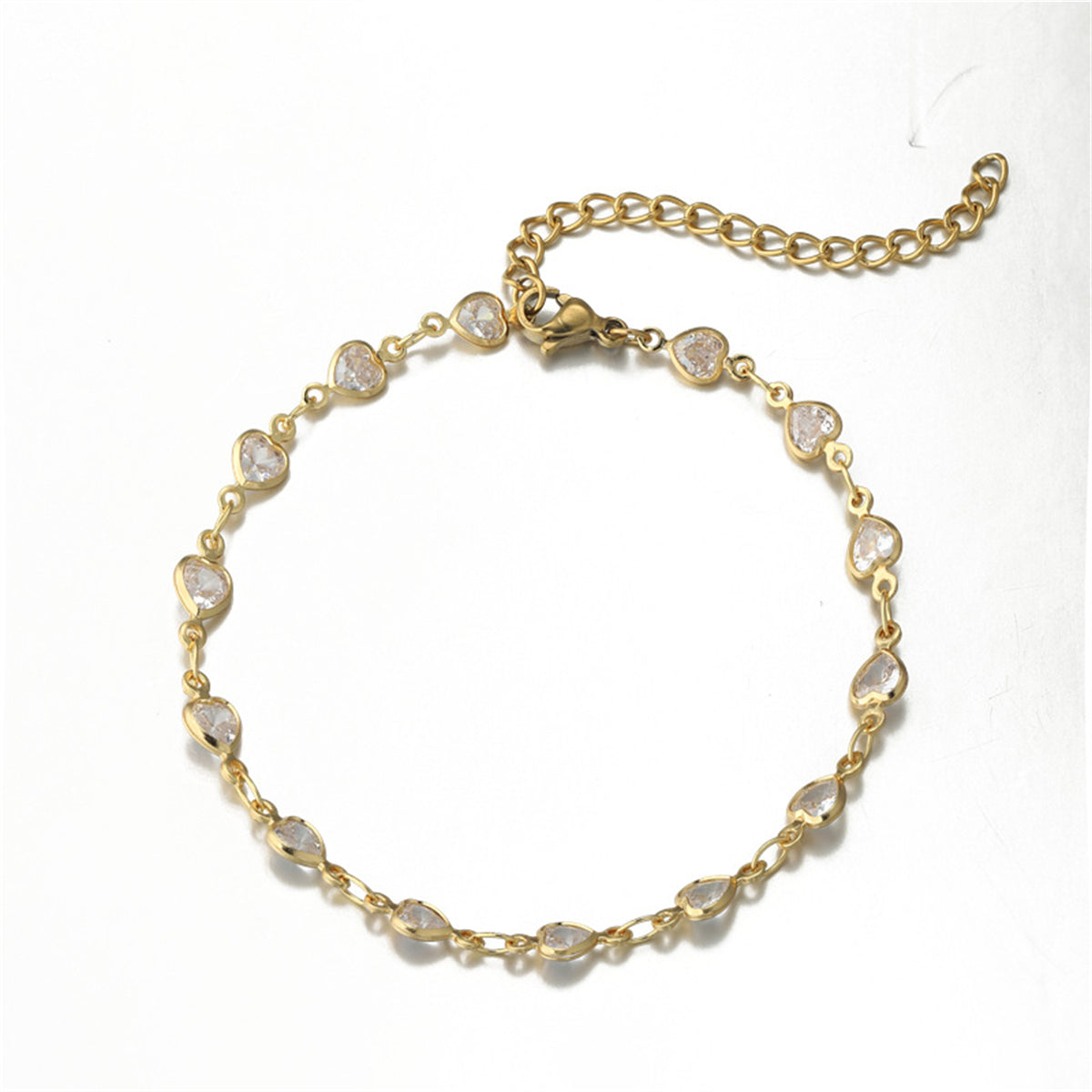 Clear Crystal & 18K Gold-Plated Heart Station Bracelet