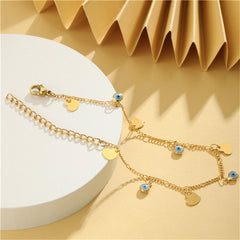 Blue Acrylic & 18K Gold-Plated Eye Heart Station Bracelet