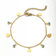 Blue Acrylic & 18K Gold-Plated Eye Heart Station Bracelet